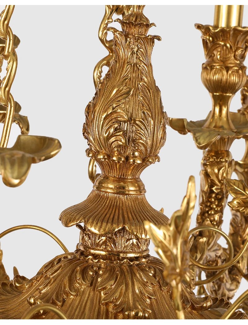 France Copper Chandelier Candle Luxurious House Retro Loft Luxury Hanging Lamp Reception Room Apartment Brass Ceiling Lights LED
