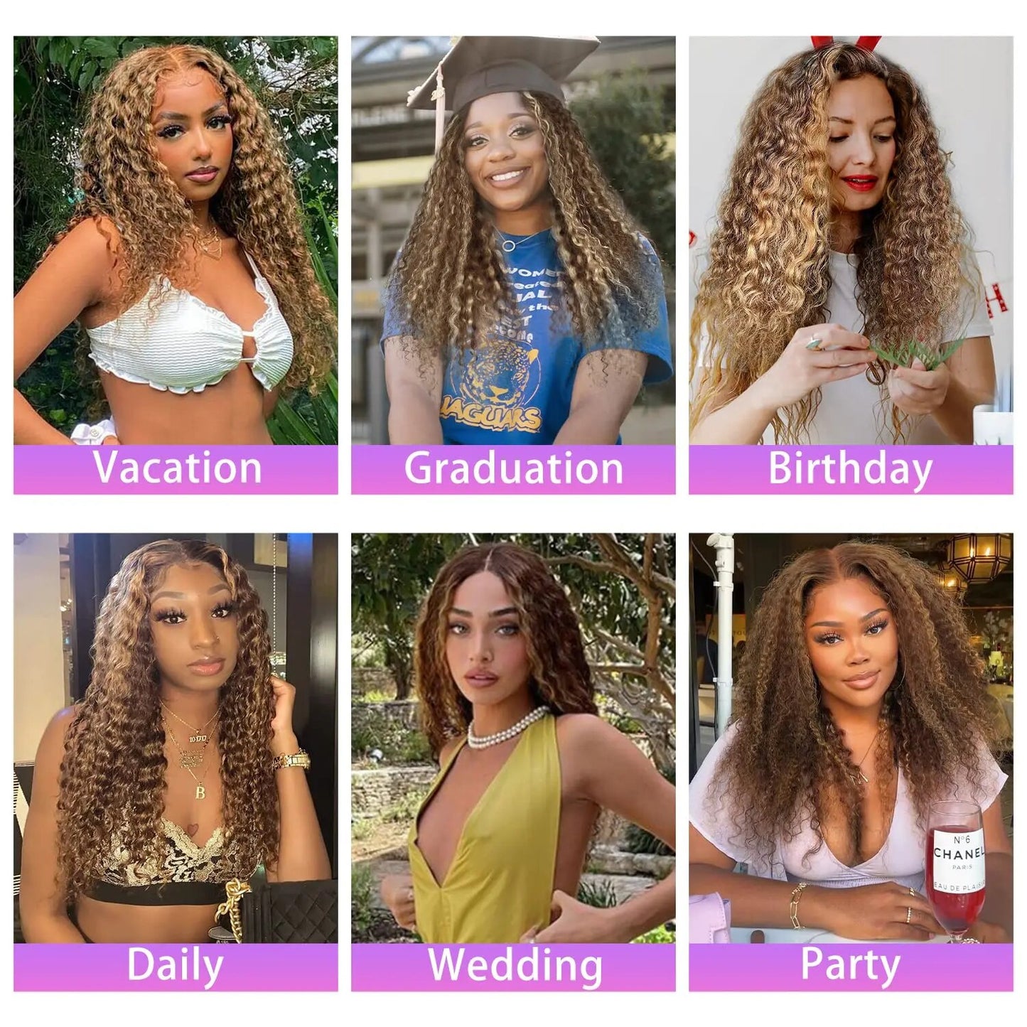 250% 30 40Highlight Water Wave Human Hair Wig Highlighted Curly Lace Front Wigs For Women Brazilian Lace Closure Wig Pre Plucked