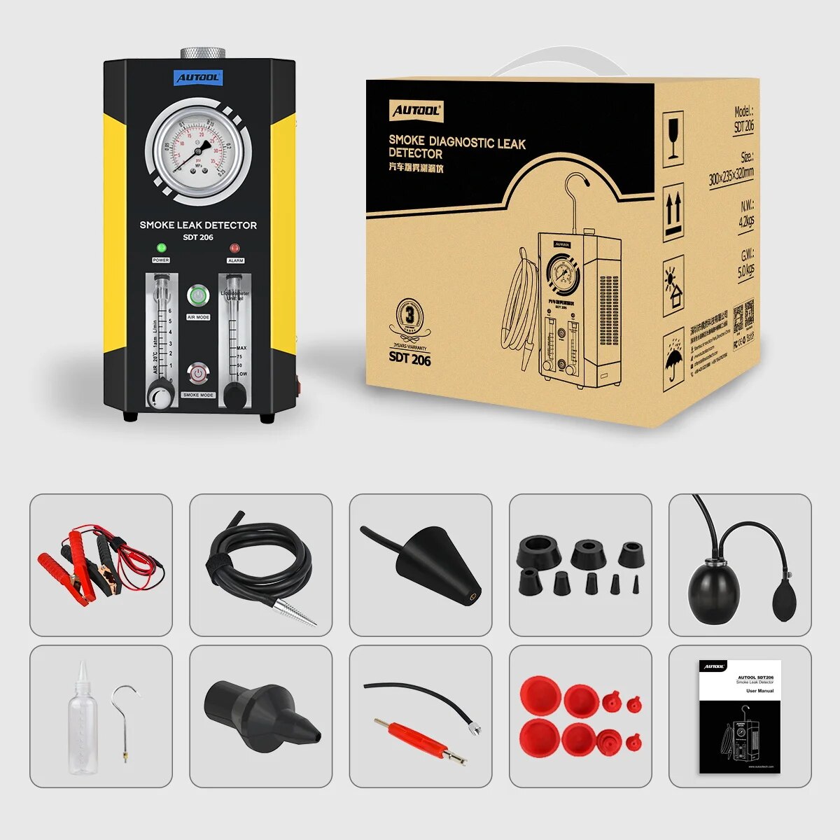 AUTOOL SDT-206 Car Smoke Generator for Cars Pipe Smoke Leak Detector Leak Locator Pipe Diagnostic Tool Wholesale