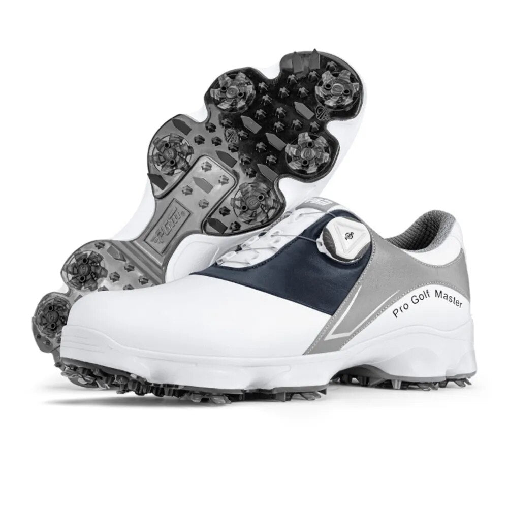 PGM Men Genuine Cow Leather Golf Shoes Movable Spike Antiskid Waterproof Breathable Swivel Laces Casual Sneakers Cowhide Shoe