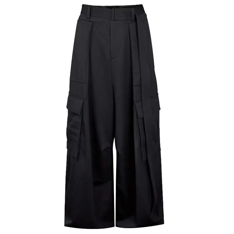 High-waisted trousers, super long A-shaped flared pants, wide-leg pants, original designer brand new men's clothing