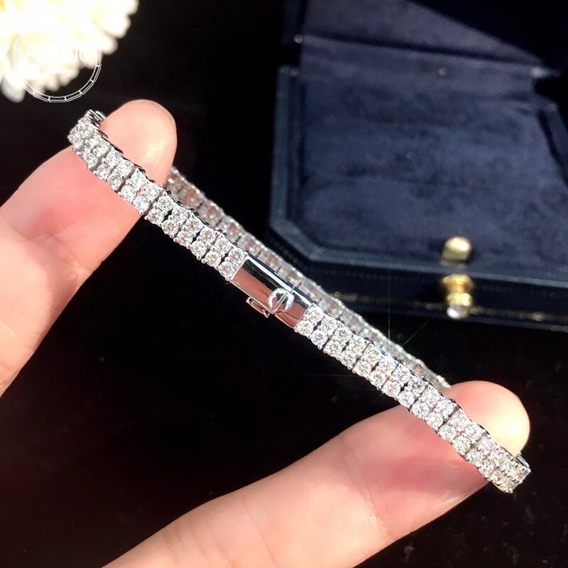 Aazuo 18K Jewelry White Gold Natural Diamonds 7.0ct Classic Tennis Bracelet For Woman Upscale Trendy Wedding Engagement Party