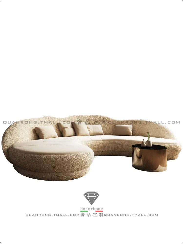 Cream Wind Beauty Salon Creative Sofa French Cream Wind Furniture House Quiet Wind Sofa Lamb Velvet Arc Sofa