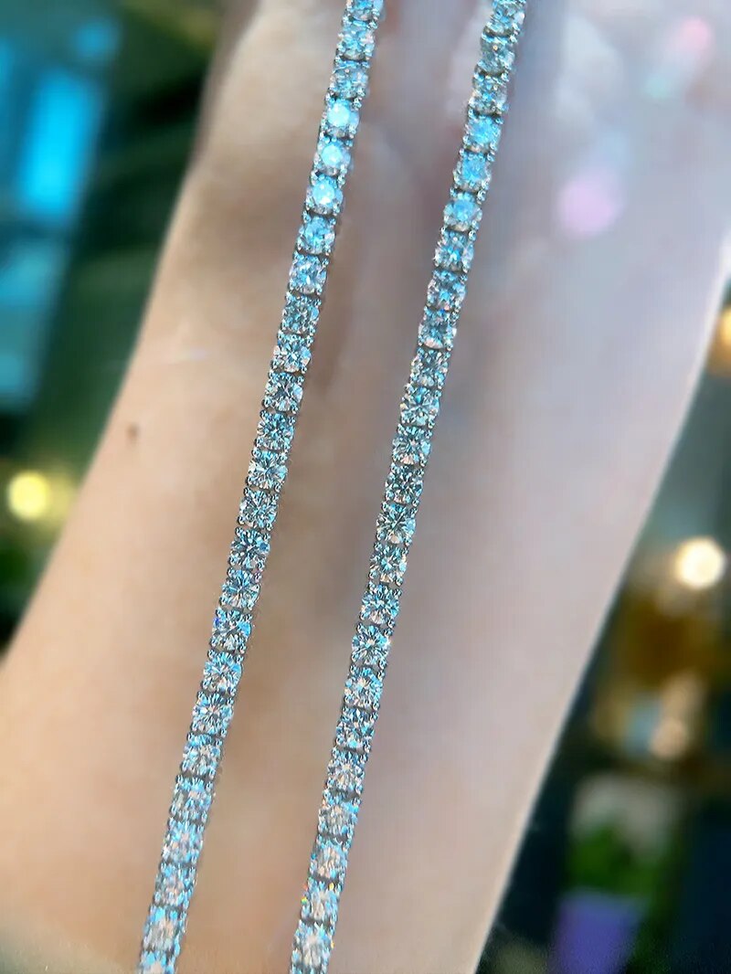LUOWEND 18K White Gold Bracelet Real Natural 5.30carat Diamond Bracelet for Women Wedding Luxury Tennis Deign Fine Jewelry