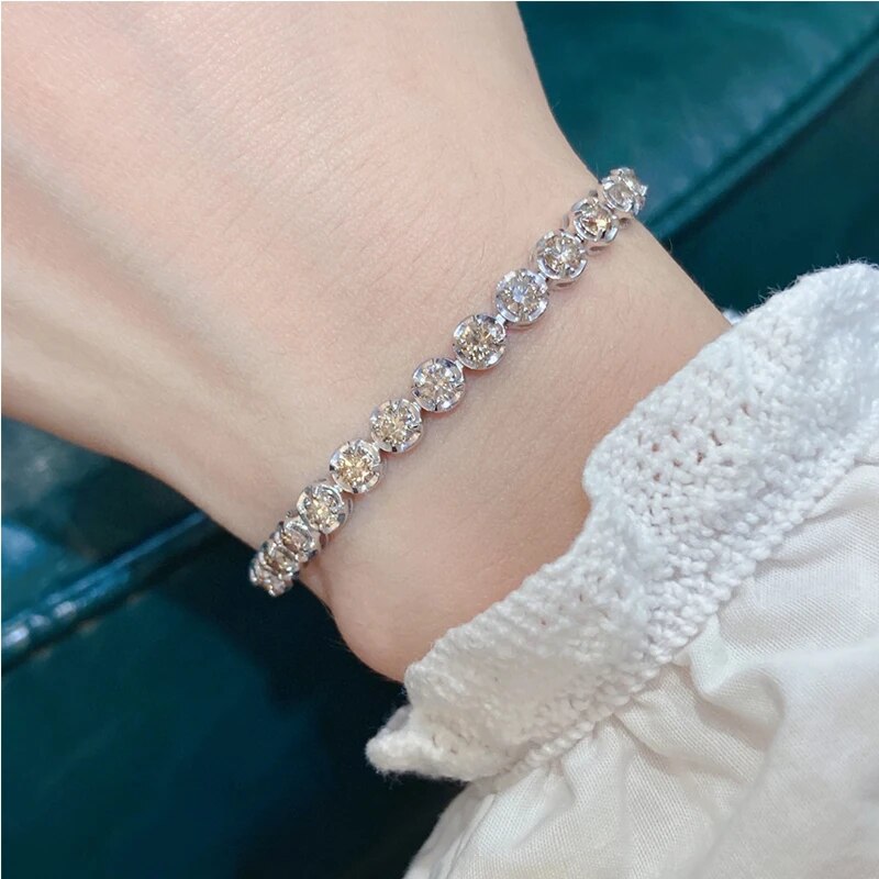 Aazuo Fine Jewelry Real 18K White Gold Natrual Diamond 5.0ct Classic Tennis Bracelets For Woman Upscale Trendy Engagement Party
