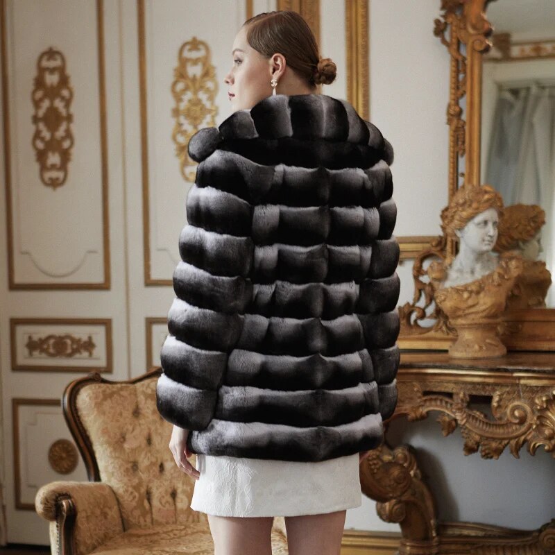 Women's Fur Coat 2223 Trend Natural Fur Long Mink Black Striped Outerwear Jackets Trench Coats New In Outdoor Clothes Clothing