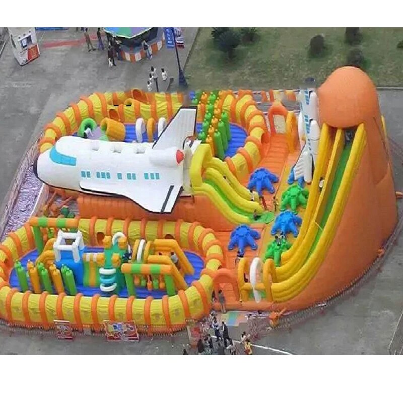 Giant Inflatable Obstacle Course Games Inflatable Fun City With Trampoline Inflatable Slide And Bounce House Outdoor Playground