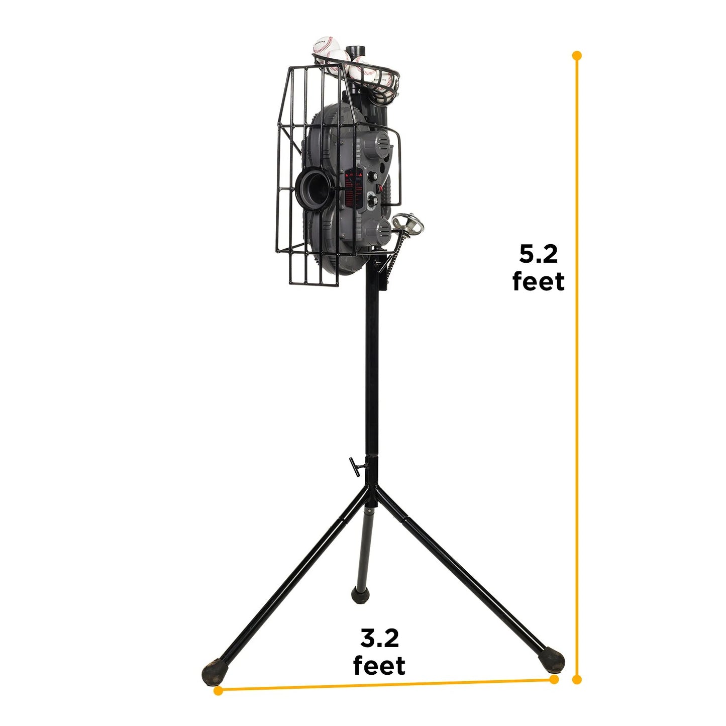 666BH Dual-Wheel Baseball Pitching Machine for Solo Hitting Training, Fielding or Coaching, 40 to 68 MPH