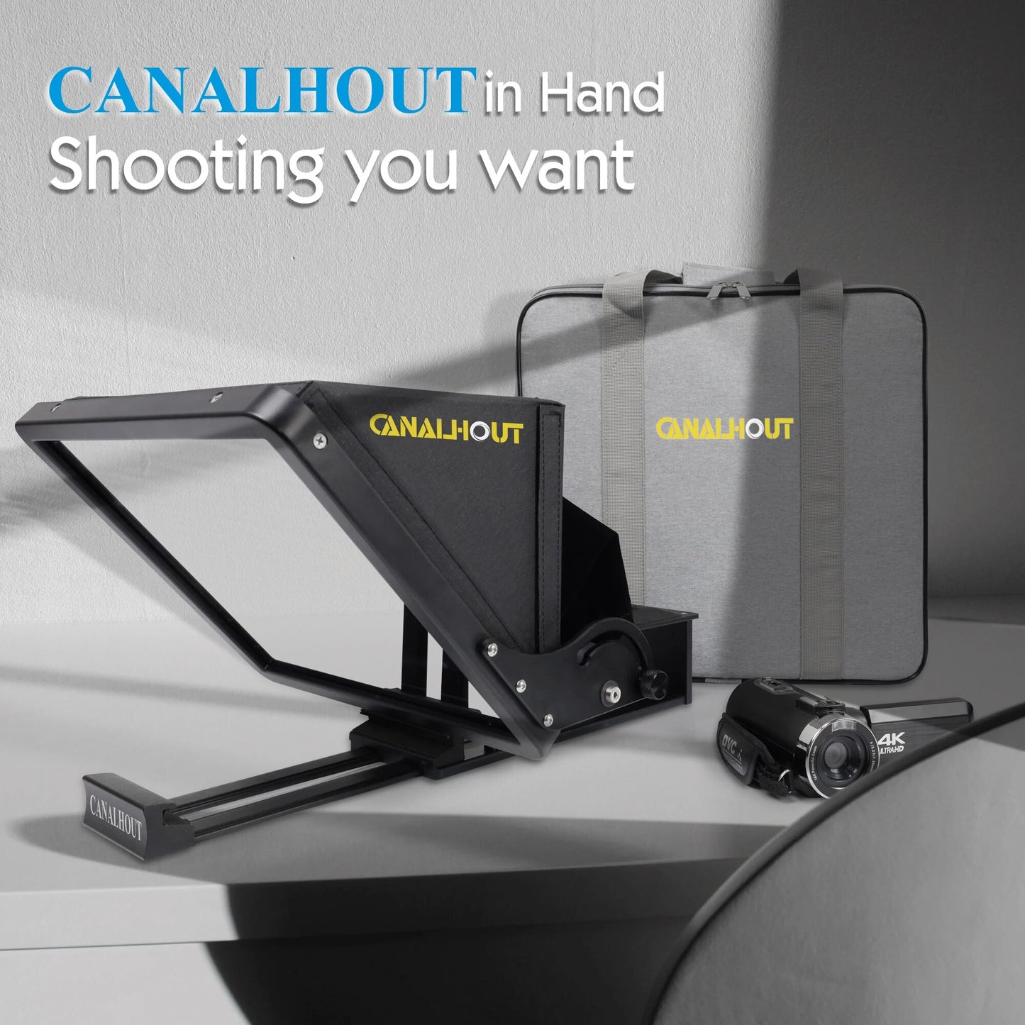 CANALHOUT 16" Universal Liftable Teleprompter for All Tablets/iPad,Video Camera/DSLR , 70/30 Beam Splitting Glass with Tote