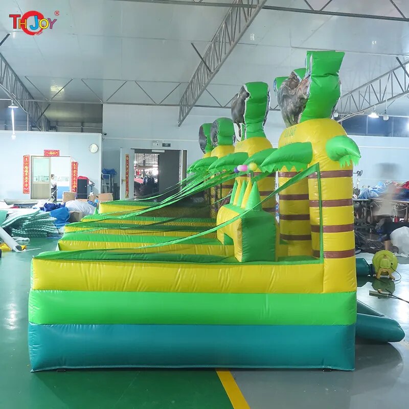 Free Air Shipping 4 in 1 Inflatable Combo Game For Kids Dinosaur Theme Inflatable Carnival Jungle Baseball Basketball Hoop Game