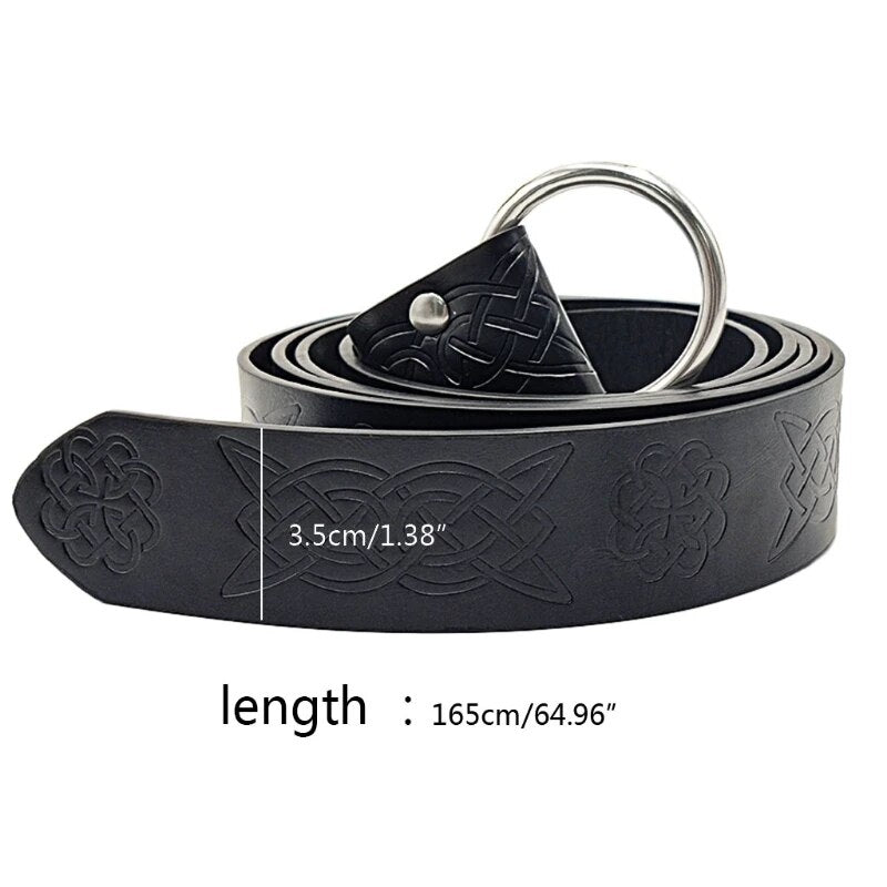515pcs Medieval Embossed Viking Vegvisir PU Leather Belt Retro Renaissance Knight Belt