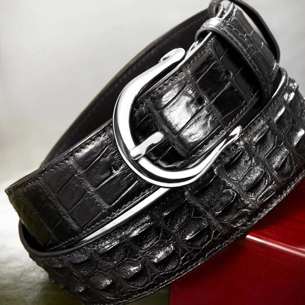 gete Import crocodile skin Belt male genuine leather Pin buckle crocodile skin Belt personality leisure men waist belt