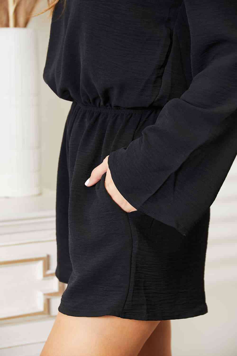 Culture Code Full Size Open Back Romper with Pockets - KAISERINC