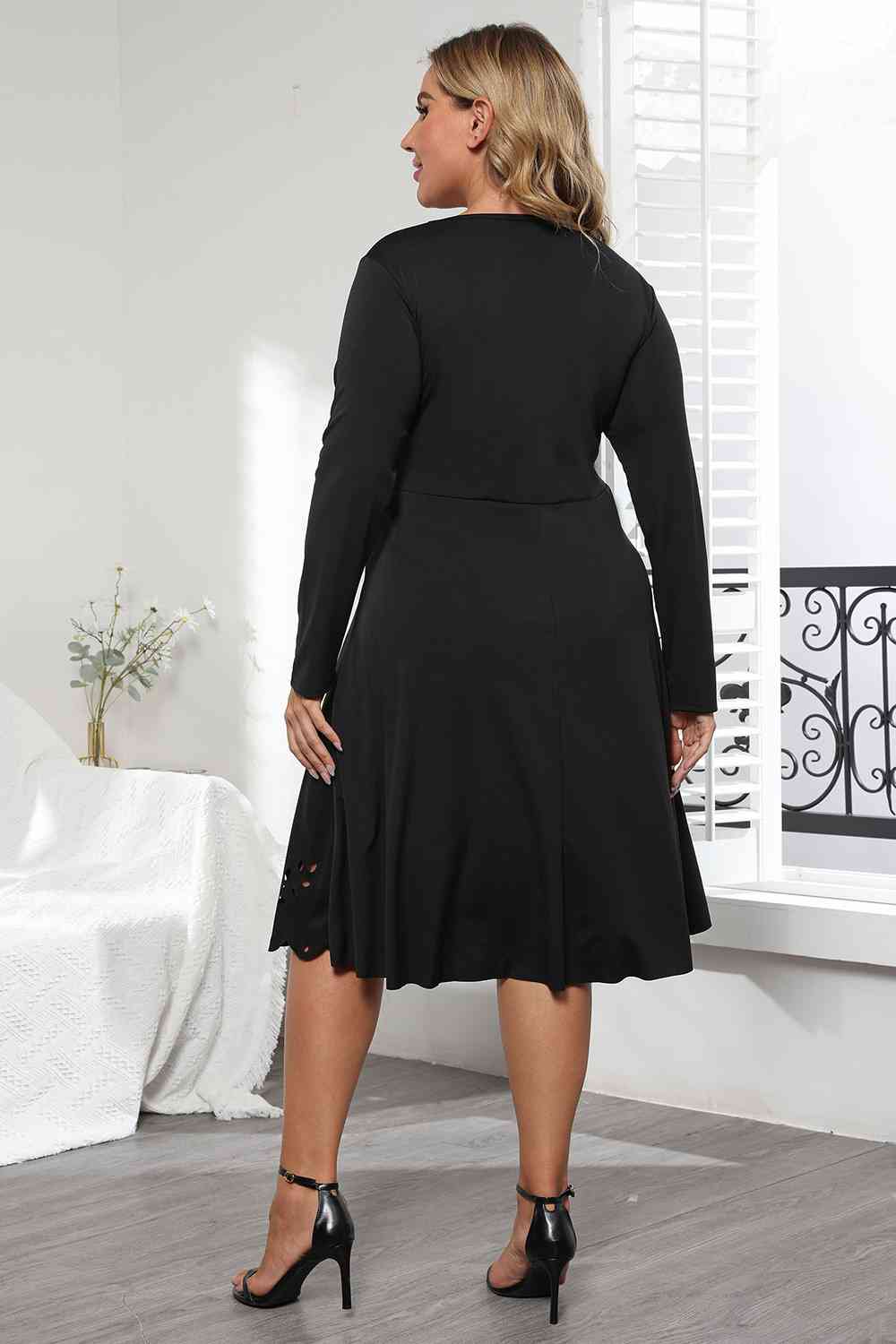 Long Sleeve Cutout Detail Dress - KAISERINC