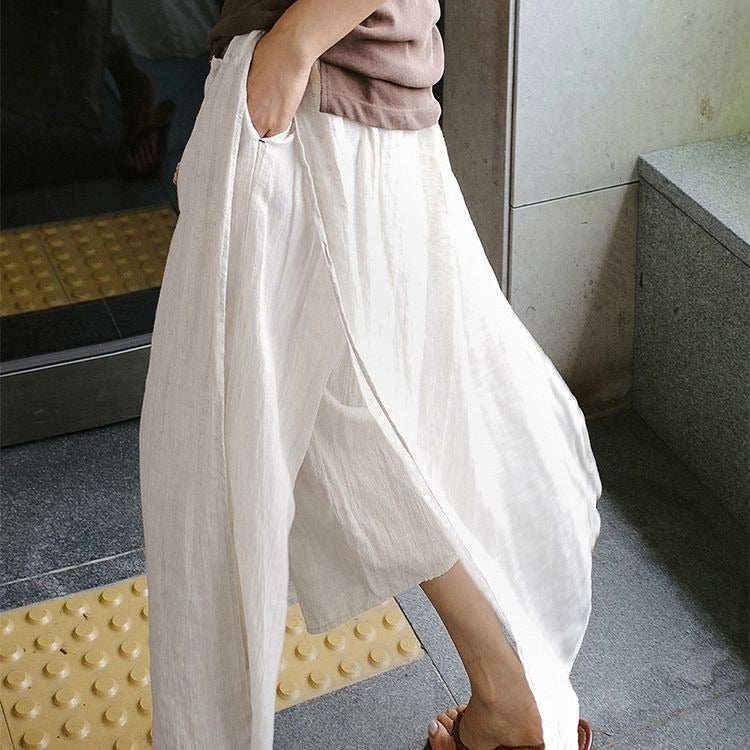 Solid Casual Pants For Women High Waist Patchwork Pockets Minimalist Split Summer Pant Female Fashion Clothing - KAISERINC