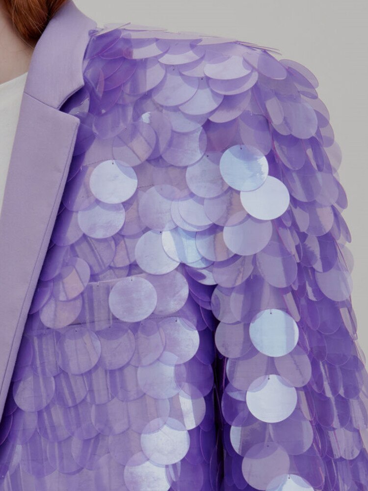New Style Sequin Purple Suit Jacket Women's Loose Birthday Party Annual Party Dress - KAISERINC