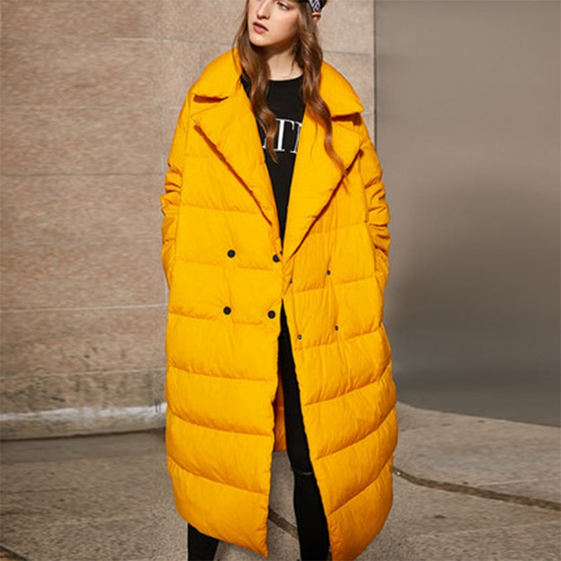 New Listing Winter Women 90 White Duck Down Jacket Simple&Thicken Warm Parkas With Hooded Loose& Plus Size 7XL Outwear - KAISERINC