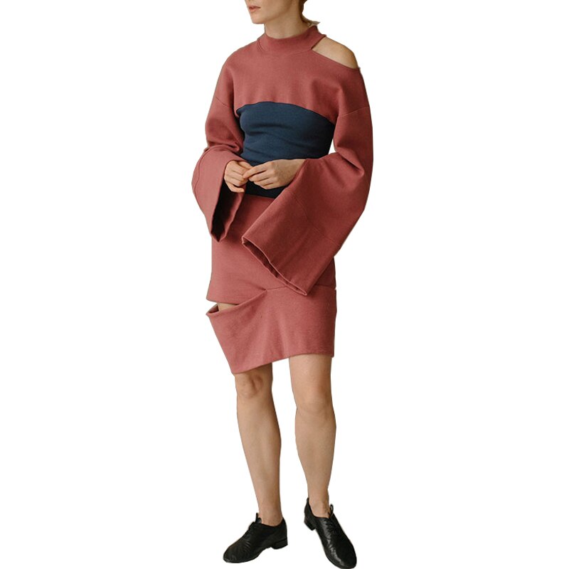 French Minority Dress Women's New Color Contrast Long Skirt Stitching Fashion In Early Spring - KAISERINC
