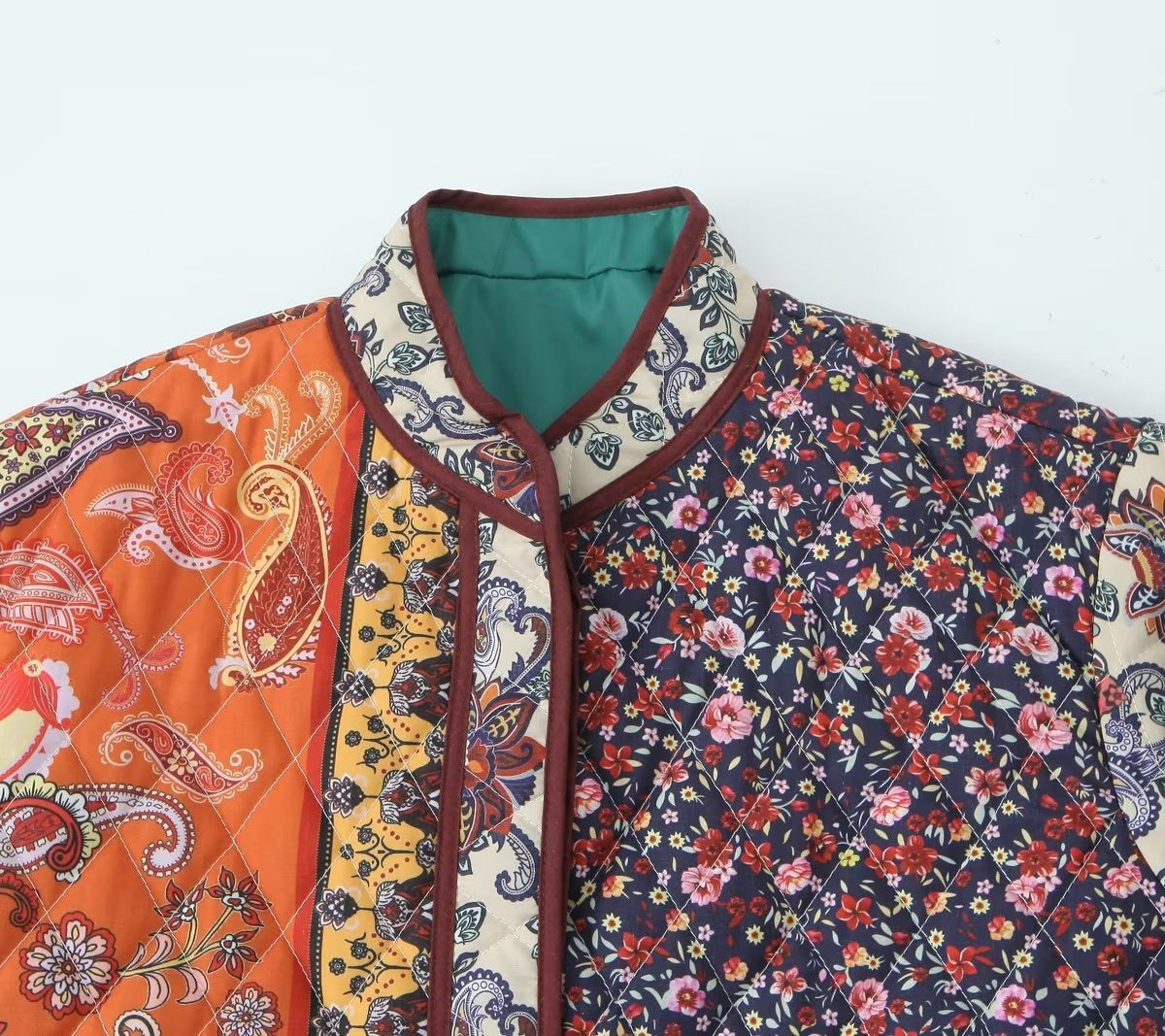 Vintage Printed Women Cotton Padded Jacket Traf   Winter Warm Long Sleeve Pockets Loose Coat Female Parkas Top - KAISERINC