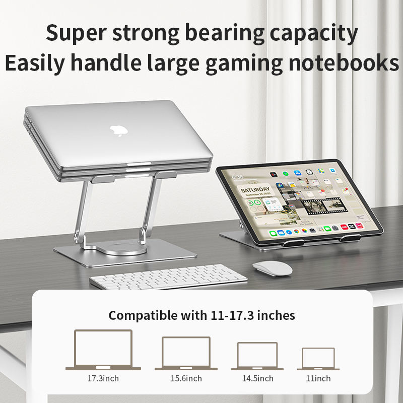 Office Aluminum Notebook Bracket Computer Cooling Bracket Double Pole Folding 360 Degree Stepless Rotation - KAISERINC