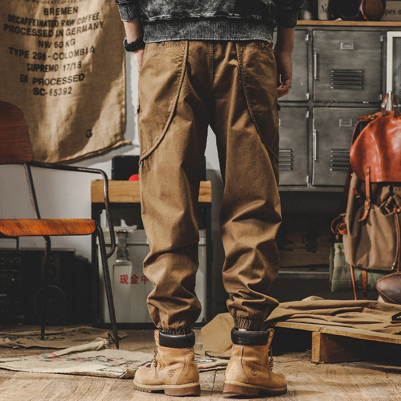 American Heavyweight Retro Work Pants Men's Autumn Loose Large Casual Pants Men's Spring and Autumn Wide Leg Strap Halen Pants - KAISERINC