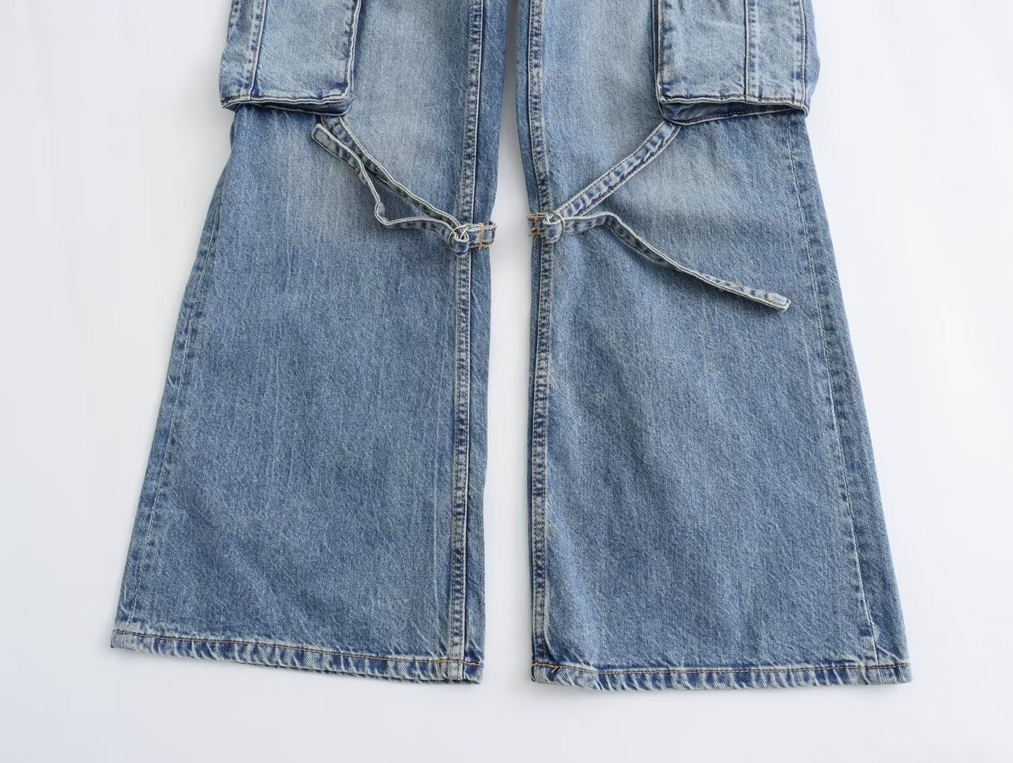 Autumn Fashion Casual High Waist Trousers Female Y2K Solid Denim Wide Leg Pants Women Long Jeans Cargo Pants - KAISERINC