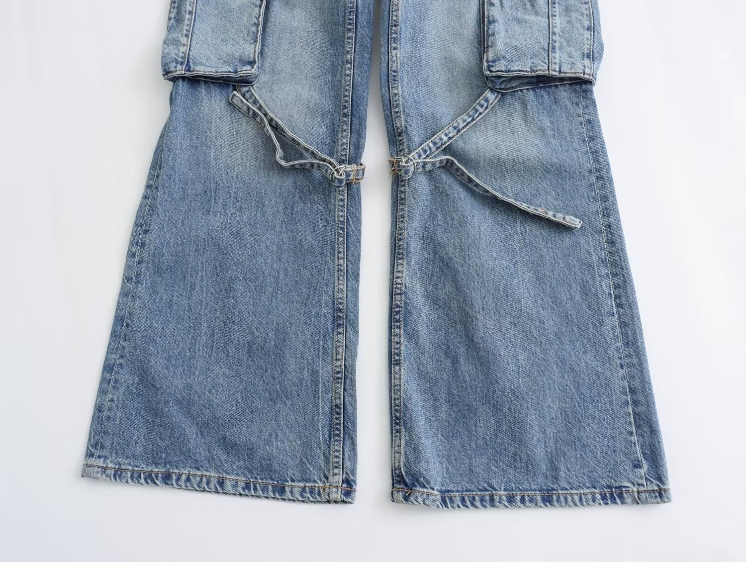 Autumn Fashion Casual High Waist Trousers Female Y2K Solid Denim Wide Leg Pants Women Long Jeans Cargo Pants - KAISERINC