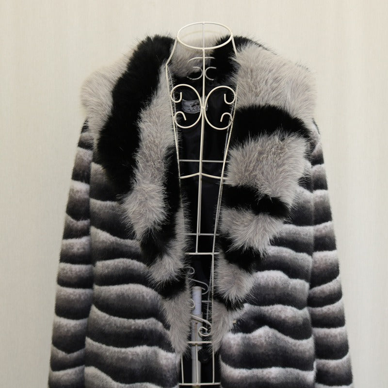 Warm Faux Fur Coat Men Mid-length Thick Fur Coat Plus Size Fur Collar Designer Men's Clothing - KAISERINC