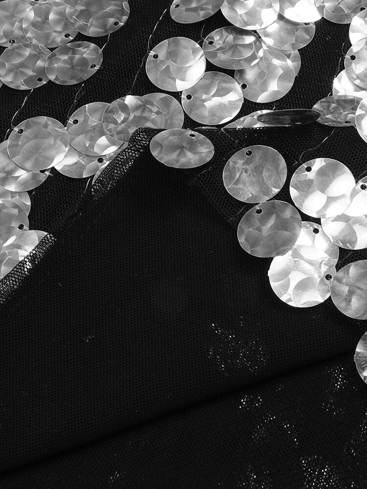 Sliver Sequins Mini Dress Women Short Sleeve V Neck Evening Celebrity Party Dress Summer  New Trendy - KAISERINC