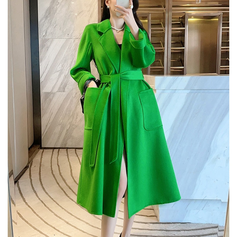 Hwitex Women Long coat Wool Fur Jackets LadiesTrench coats Wool blends Cashmere Woolen Jacket - KAISERINC