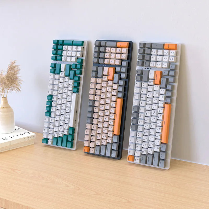 K6 Mechanical Keyboard Wireless 5.0 BT 2.4 Ghz Wired Three Modes Backlit Bluetooth Gamer Keyboard 100 Keys Keycaps Pc Gamer - KAISERINC