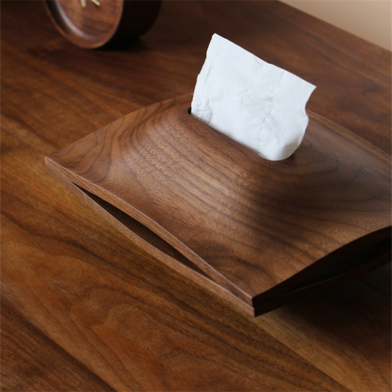 Hills Solid Wood Desktop Tissue Box Walnut Paper Drawer - KAISERINC