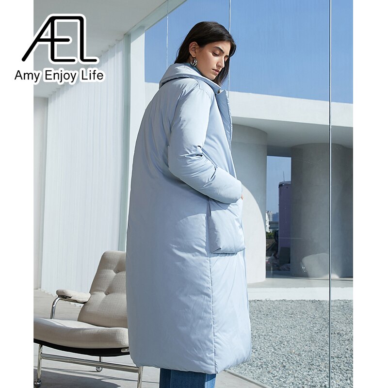 Autumn And Winter Solid Color Thickened Long Lapel Street Shot Down Jacket Women - KAISERINC