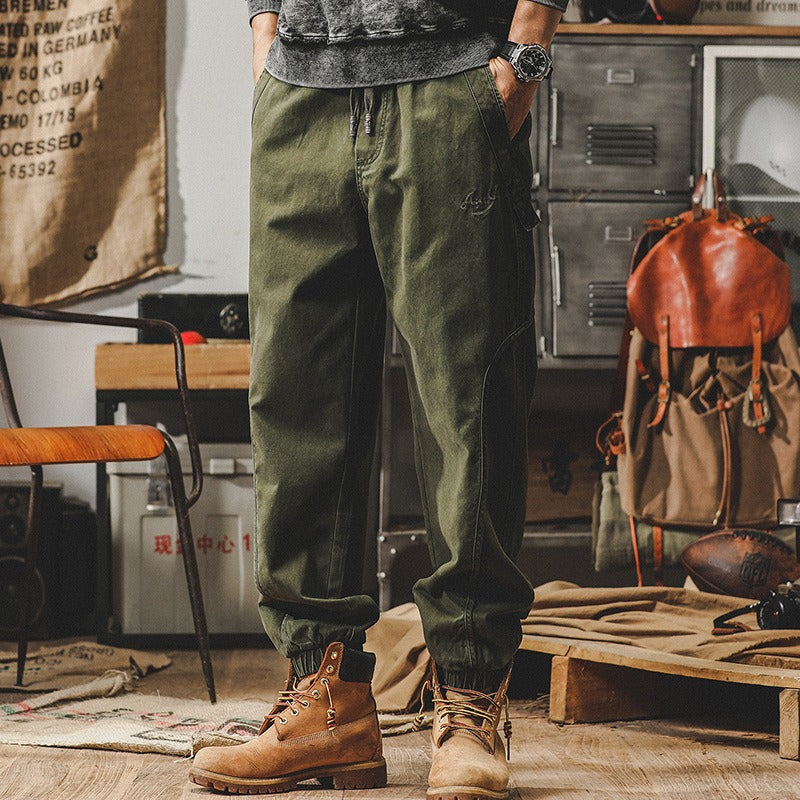 American Heavyweight Retro Work Pants Men's Autumn Loose Large Casual Pants Men's Spring and Autumn Wide Leg Strap Halen Pants - KAISERINC