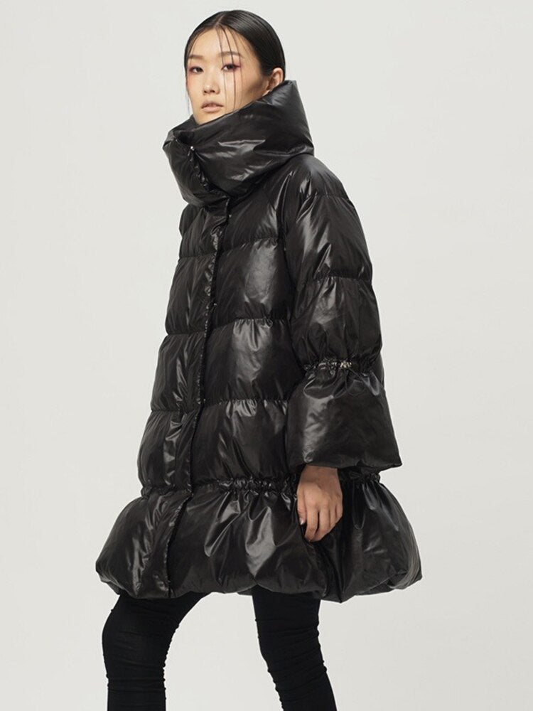 Stand Collar Long Sleeve Solid Color Loose Parkas Fashion Streetwear Coats For Women Winter Warm Clothing - KAISERINC