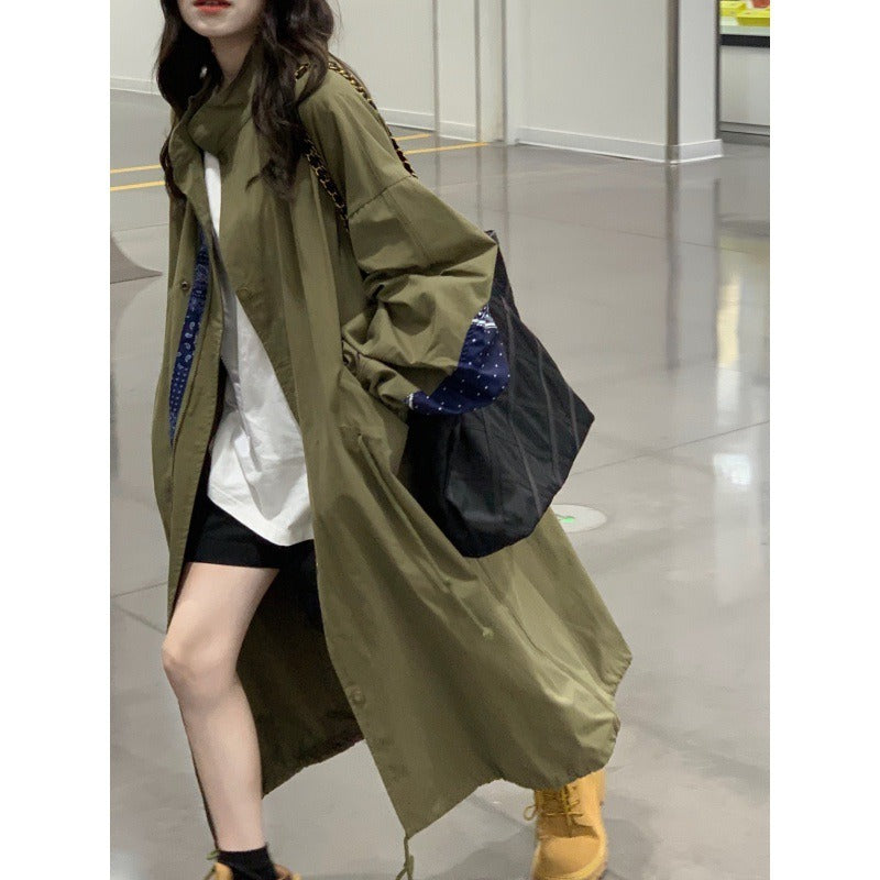 Autumn Long Cool Trench Coat for Women with Hood Zipper - KAISERINC