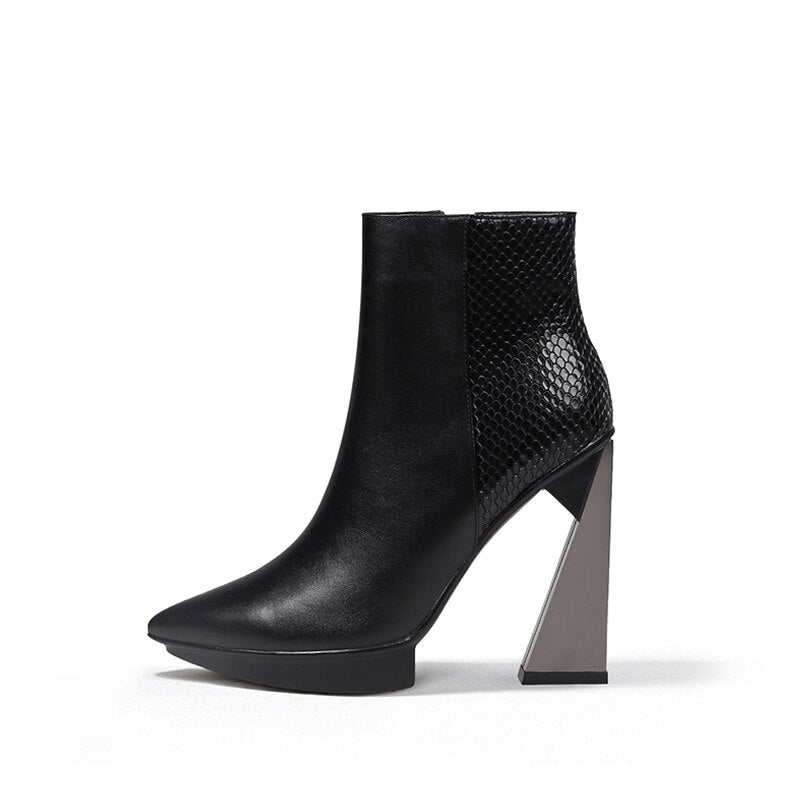 Women Boots Genuine Leather Pointed Toe 11cm High Heels Brand Designer Women Shoes - KAISERINC