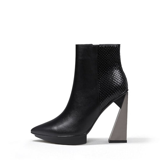 Women Boots Genuine Leather Pointed Toe 11cm High Heels Brand Designer Women Shoes - KAISERINC