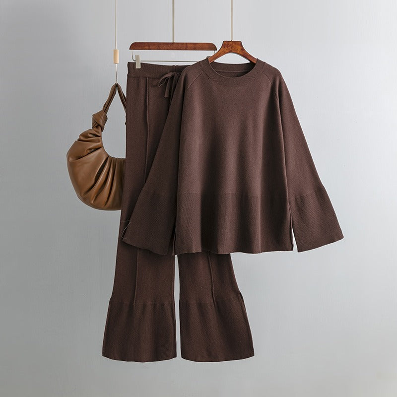 Two Piece Autumn Winter Warm Women Sweaters Tracksuit Thick Warm Knit Sweater + Pant Suit Loose Casual Lady Knit Sets - KAISERINC
