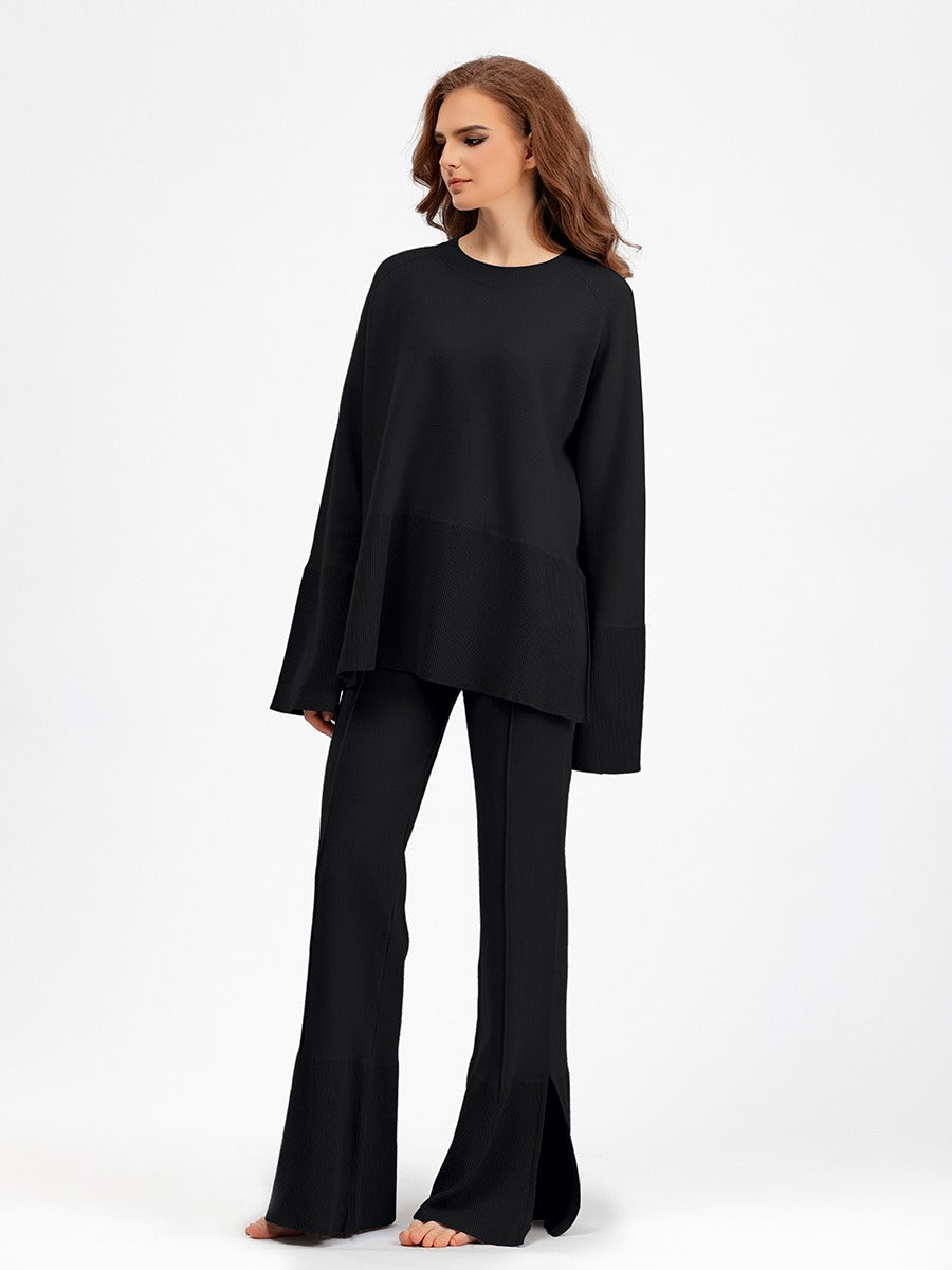 Two Piece Autumn Winter Warm Women Sweaters Tracksuit Thick Warm Knit Sweater + Pant Suit Loose Casual Lady Knit Sets - KAISERINC