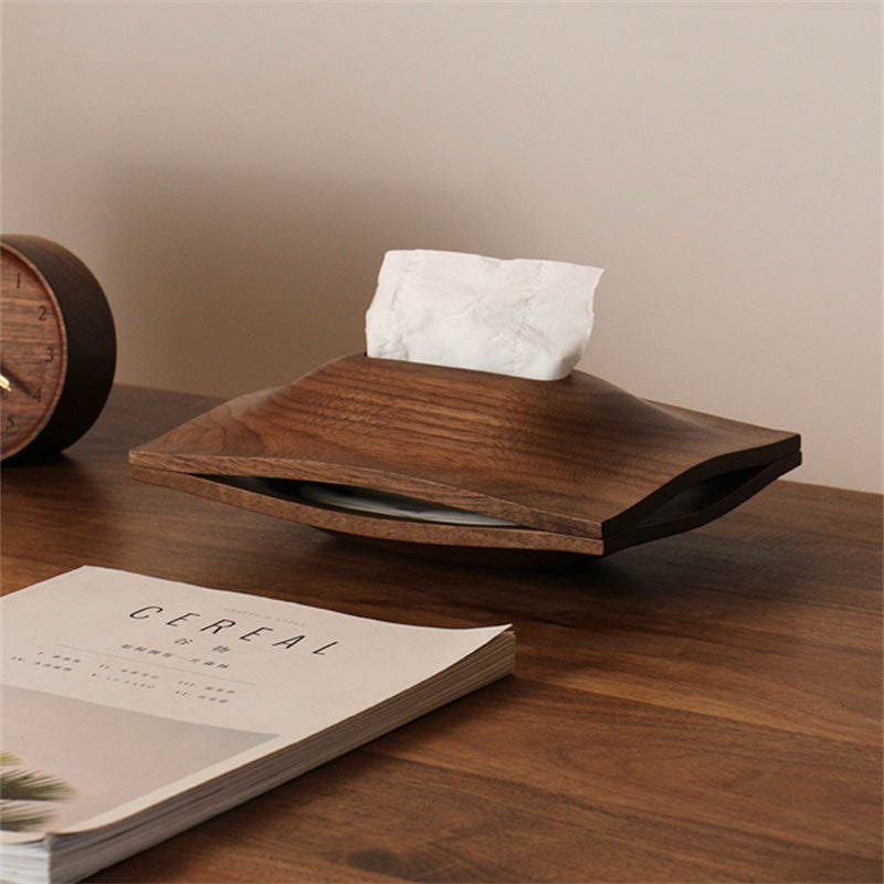 Hills Solid Wood Desktop Tissue Box Walnut Paper Drawer - KAISERINC