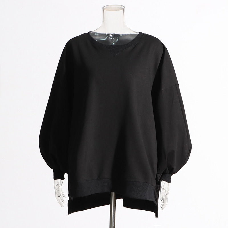 Solid Minimalist Sweatshirts For Women Round Neck Long Sleeve Loose Casual Sweatshirt Female Fashion Clothing - KAISERINC