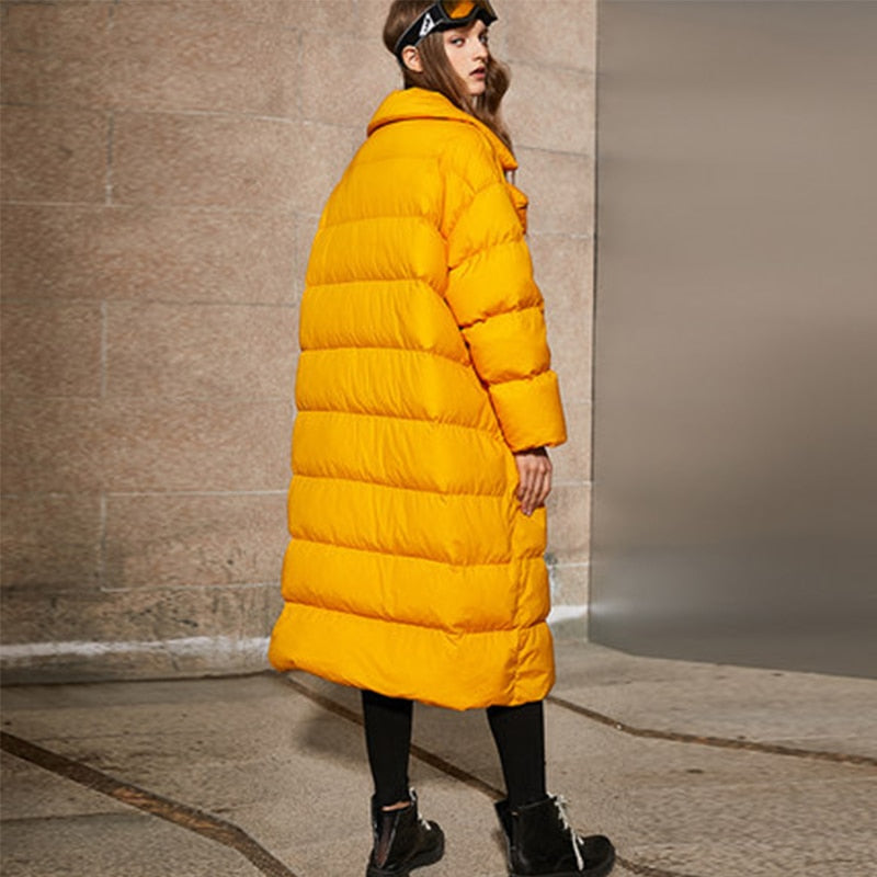 New Listing Winter Women 90 White Duck Down Jacket Simple&Thicken Warm Parkas With Hooded Loose& Plus Size 7XL Outwear - KAISERINC