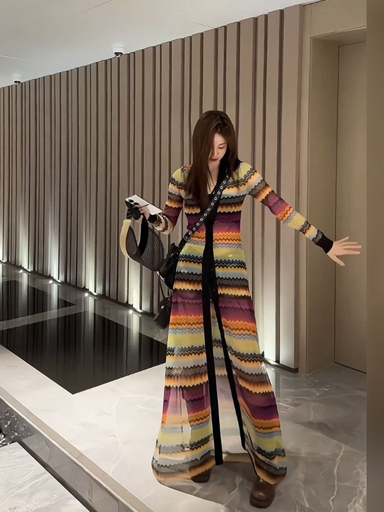 Colored Stripes Sunscreen Coat Fashion Women's Coats and Jackets Women - KAISERINC