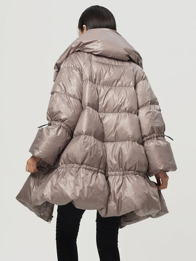 Stand Collar Long Sleeve Solid Color Loose Parkas Fashion Streetwear Coats For Women Winter Warm Clothing - KAISERINC