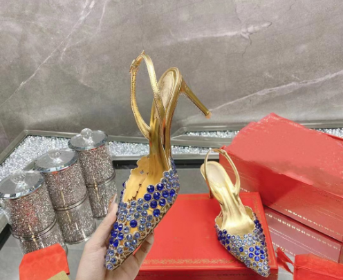 Summer New Baotou Colorful Crystal High Heel Sandals - KAISERINC
