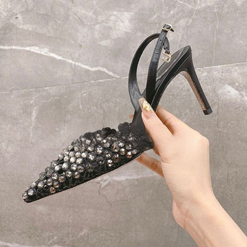 Summer New Baotou Colorful Crystal High Heel Sandals - KAISERINC