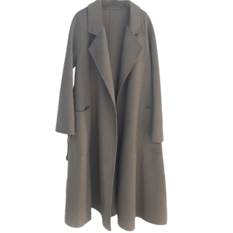 Hwitex Women Long coat Wool Fur Jackets LadiesTrench coats Wool blends Cashmere Woolen Jacket - KAISERINC
