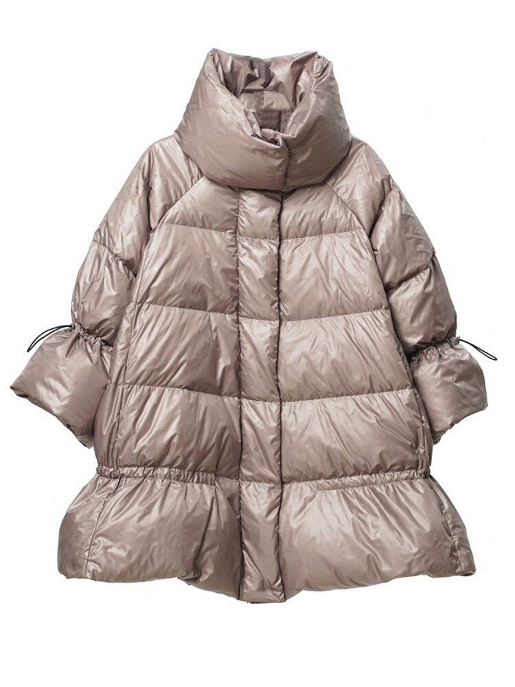 Stand Collar Long Sleeve Solid Color Loose Parkas Fashion Streetwear Coats For Women Winter Warm Clothing - KAISERINC