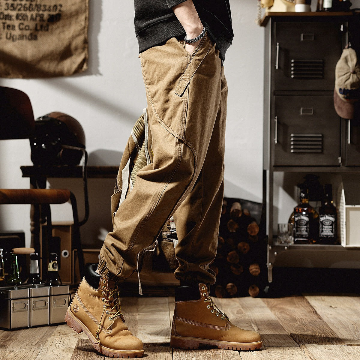 Autumn New American High end Work Suit Pants Men's Amikaki Loose Straight Leg Strap Wide Leg Men's Casual Pants